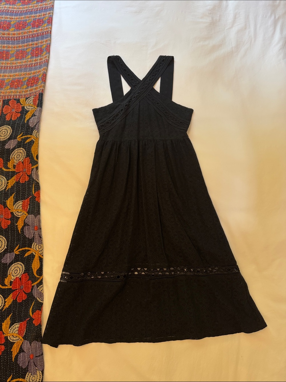 J.O.A. Black Lace Tank Dress with Crochet Straps